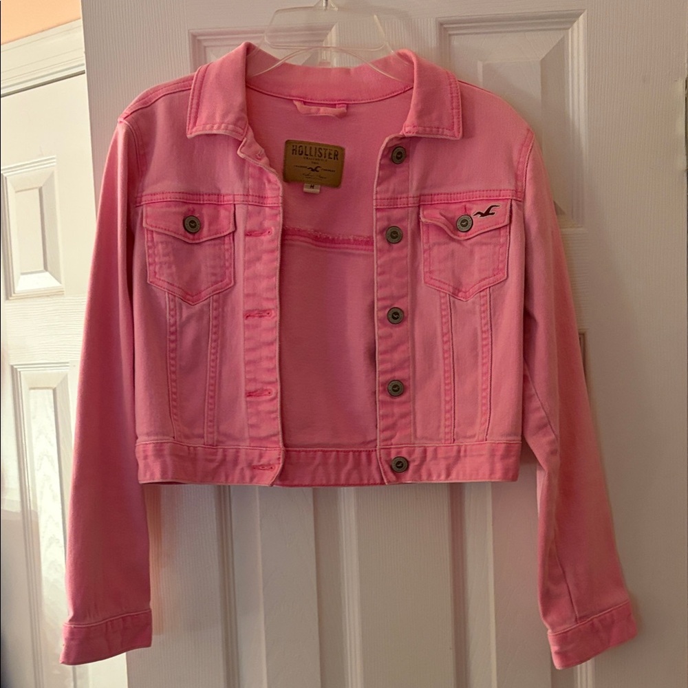 VTG Hollister Bright Pink Cropped Denim Jacket